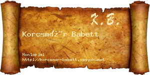 Korcsmár Babett névjegykártya